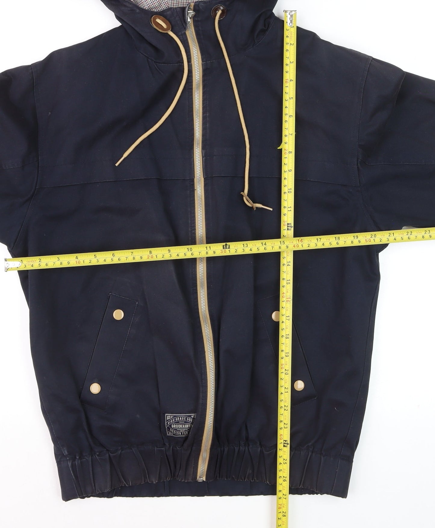 Brookhaven Men's Blue L Hooded Windbreaker Jacket with Zip Pockets