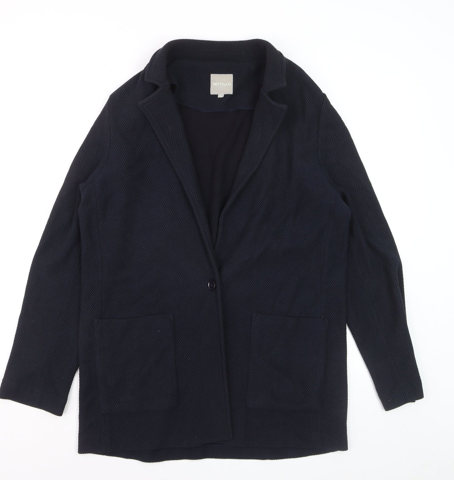 Betty & Co Women's Blue Cotton Blend Mid-Length Blazer M