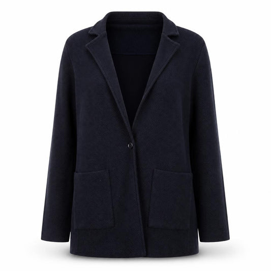 Betty & Co Women's Blue Cotton Blend Mid-Length Blazer M