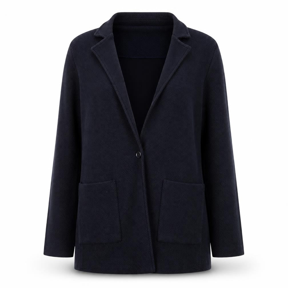 Betty & Co Women's Blue Cotton Blend Mid-Length Blazer M