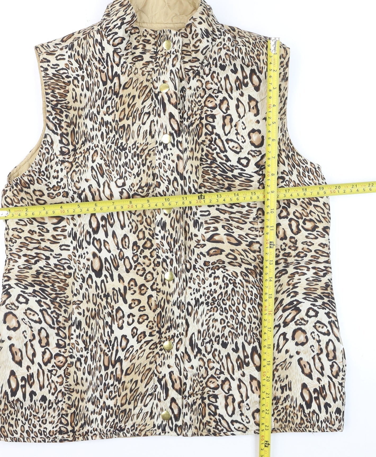 Casual Identity Women's Brown Leopard Print Padded Waistcoat M