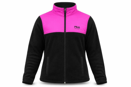 Fila Sport Women's Black Pink Full Zip Fleece Sweatshirt M