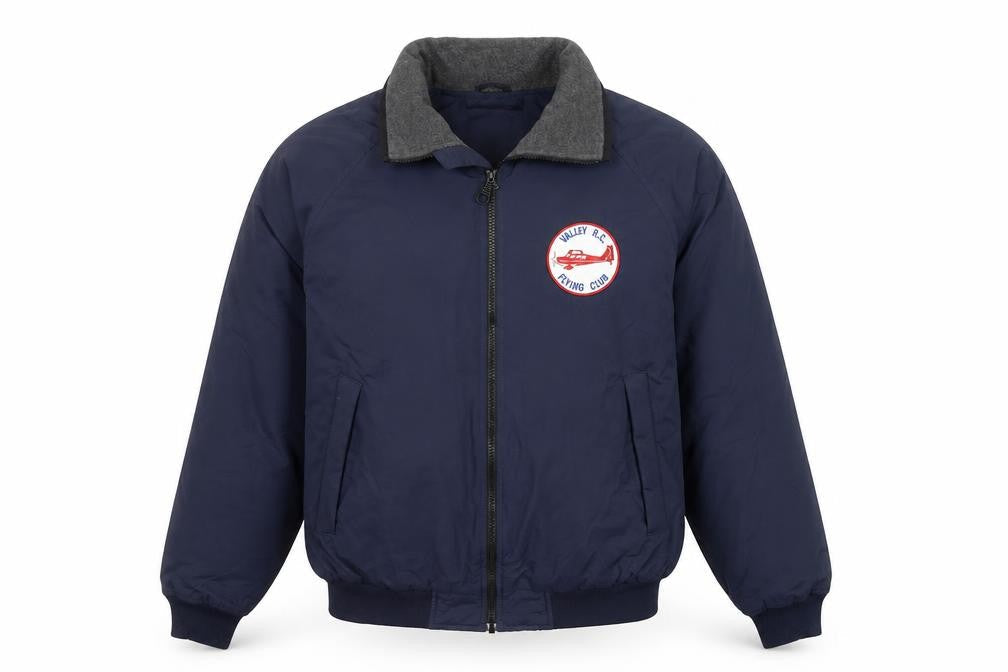 Devon & Jones Men's Blue Bomber Jacket M Nylon Lined Casual Outerwear