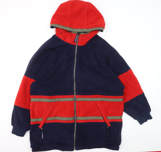Denver Hayes Men’s Blue Red Full Zip Fleece Hoodie Size L