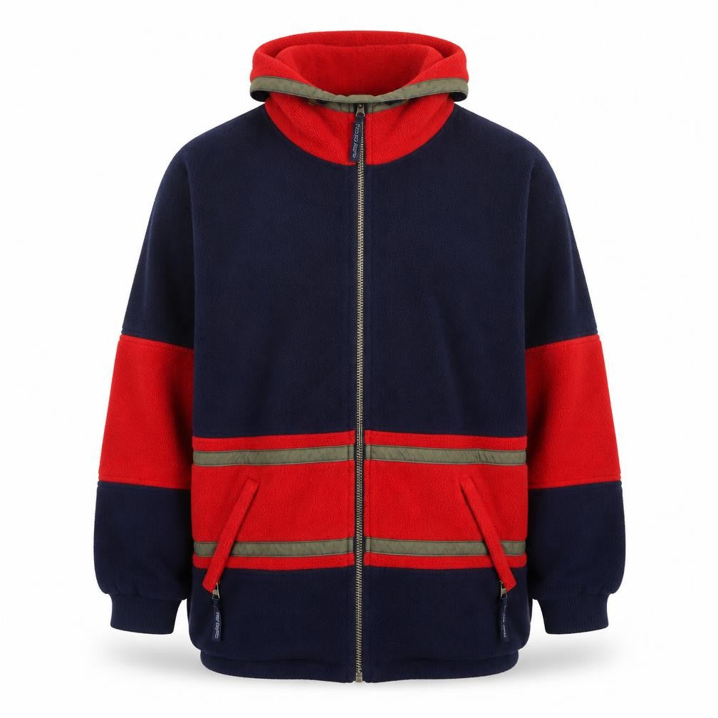 Denver Hayes Men’s Blue Red Full Zip Fleece Hoodie Size L