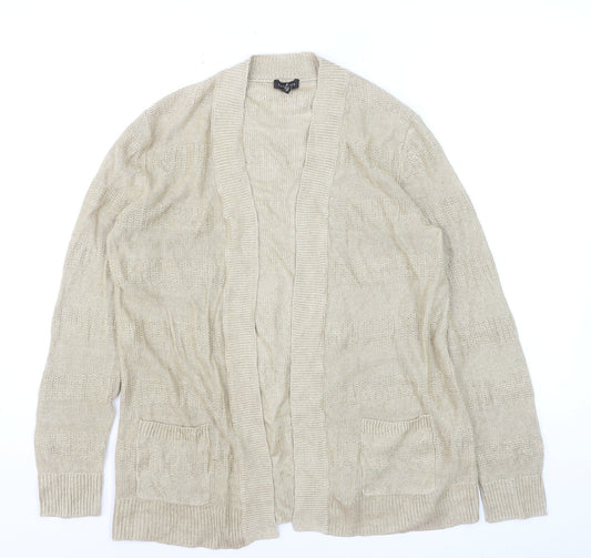 Talbots Women's Beige Open Knit Long Sleeve Cardigan M