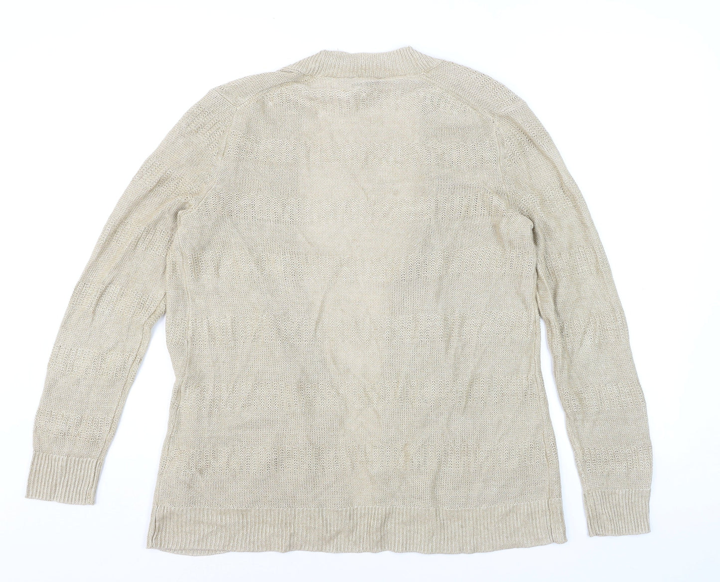 Talbots Women's Beige Open Knit Long Sleeve Cardigan M