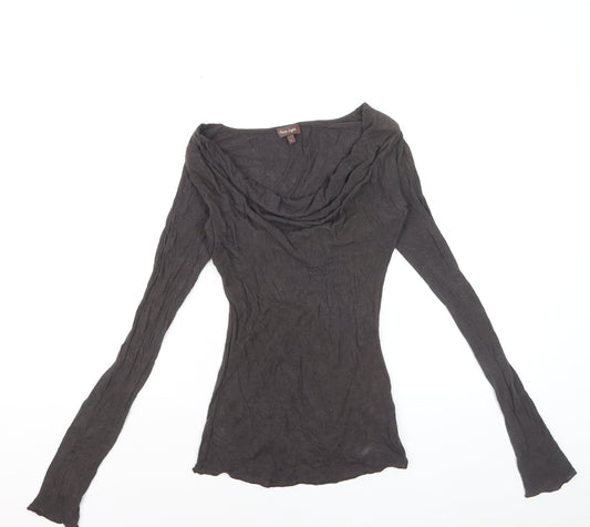 Phase Eight Women's Black Cowl Neck Long Sleeve Slim Fit Top Size L
