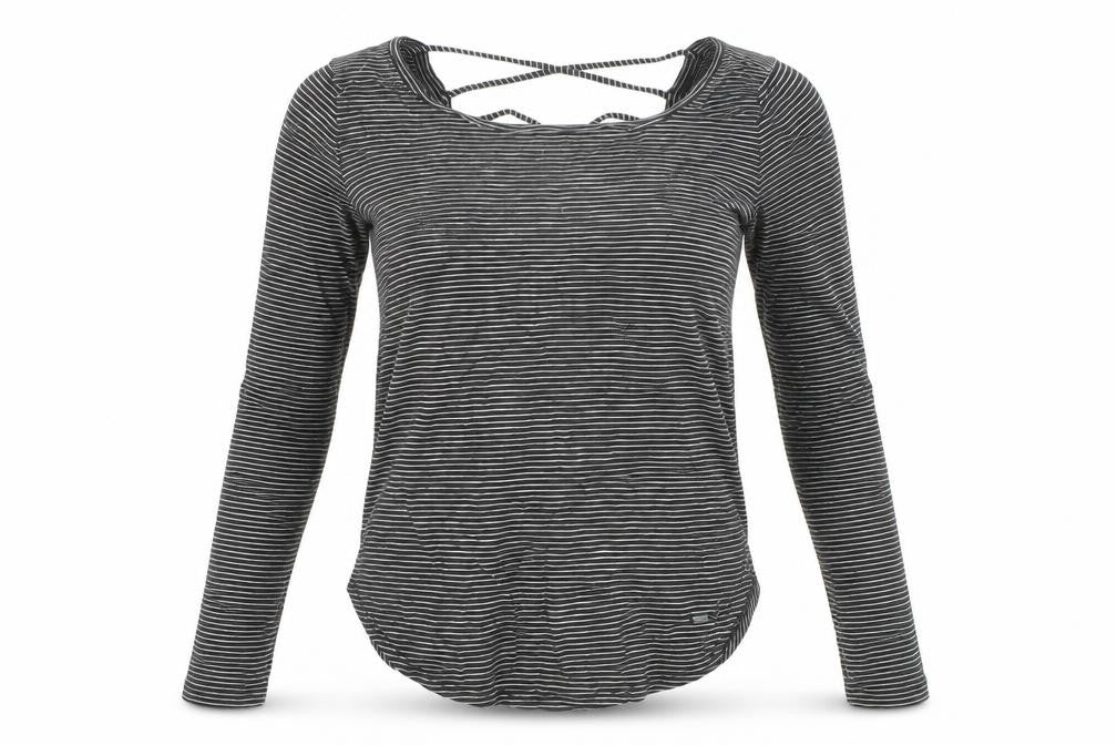 Hollister Womens Black Striped Long Sleeve Jersey Top XS