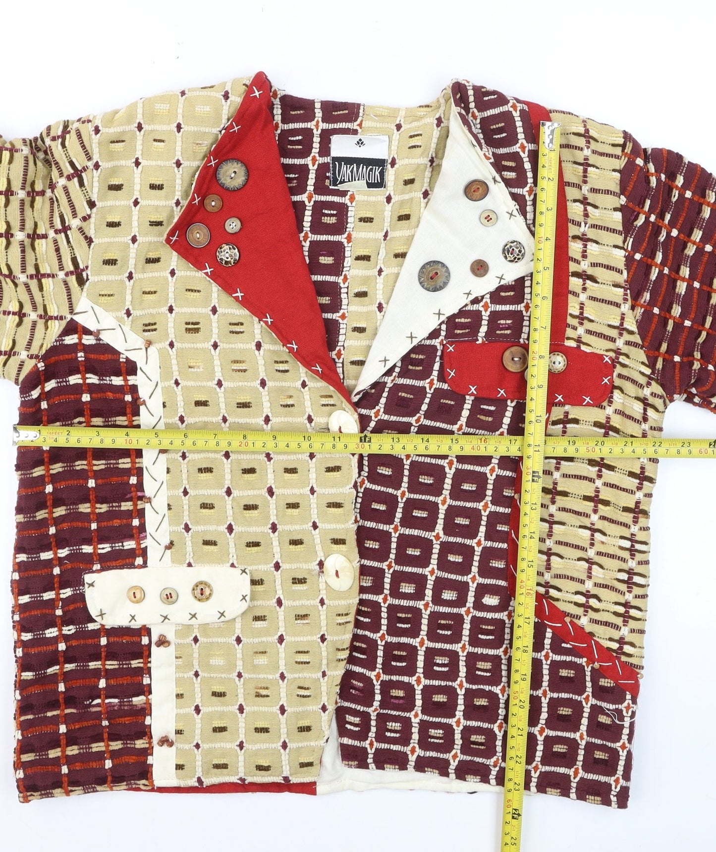 YakMagik Women's Multicoloured Patchwork Blazer Jacket M