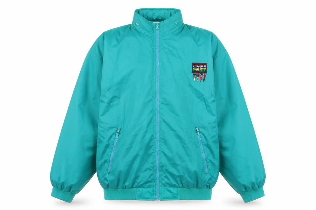 Costa Crociere Mens Green L Nylon Windbreaker Jacket Retro 90s Style