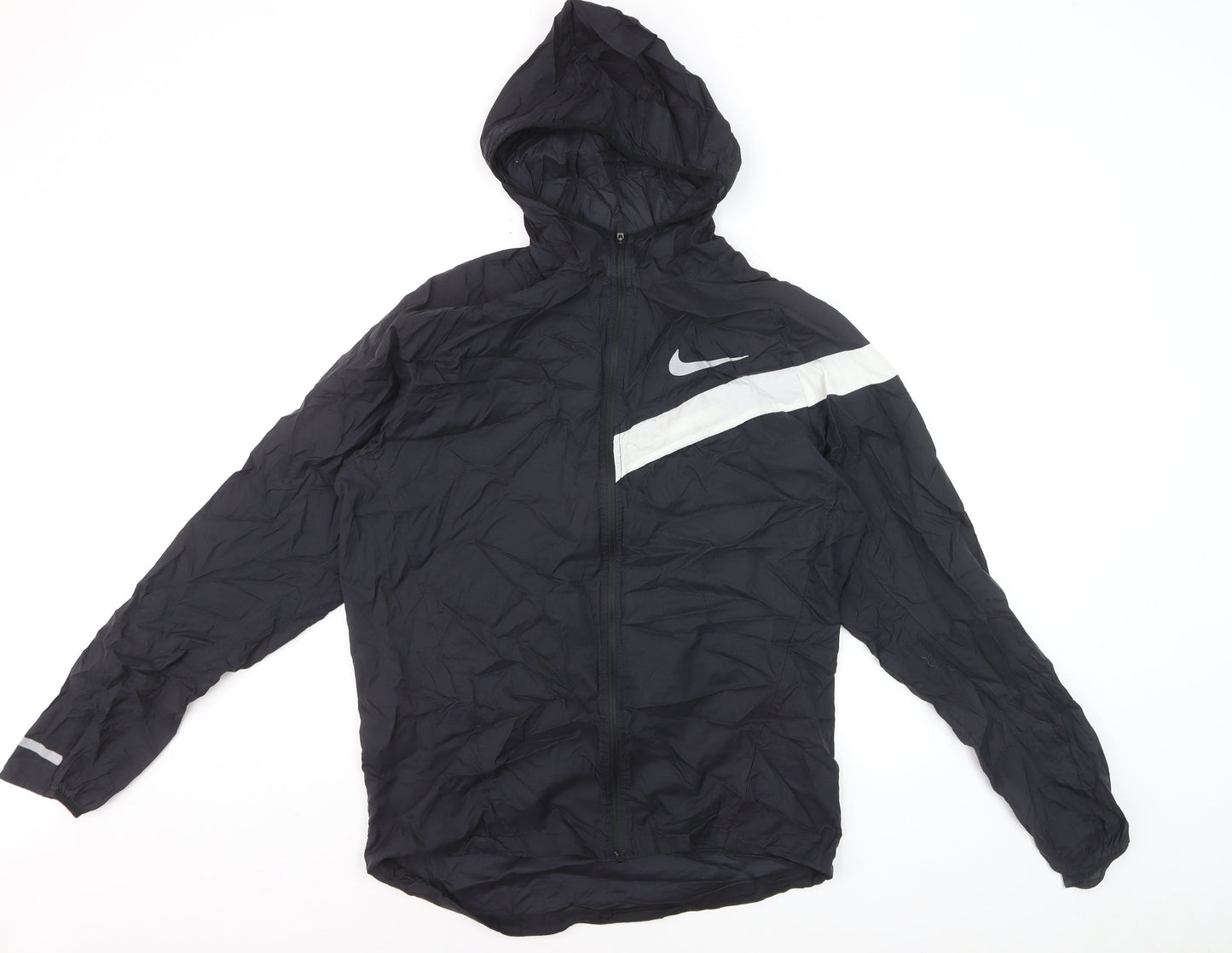 Nike Women's Black Small Windrunner Hooded Windbreaker Jacket