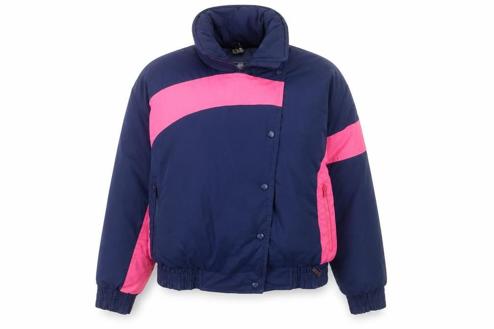 Edelweiss Womens Blue Pink 90s Retro Down Puffer Ski Jacket L
