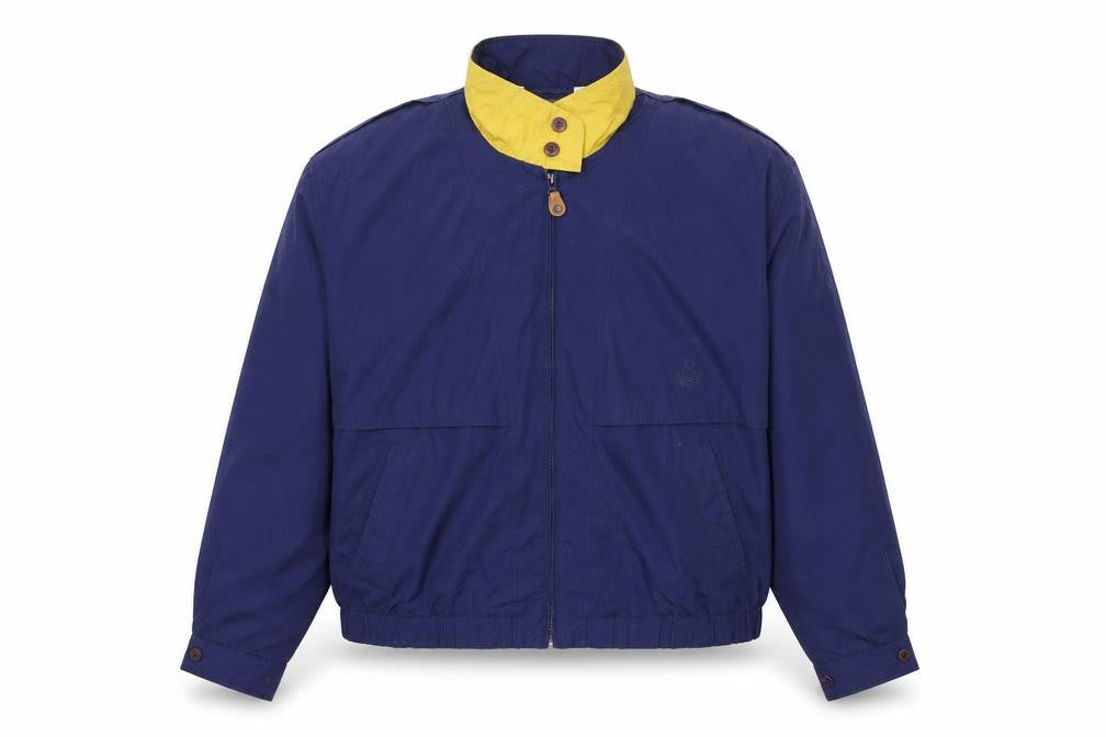 Members Only Men's Blue XL Windbreaker Jacket with Yellow Collar