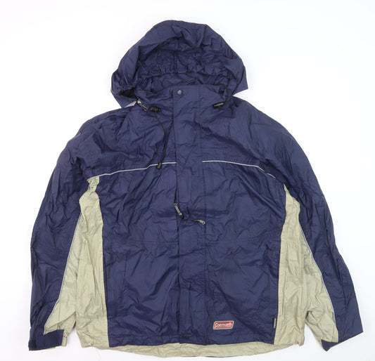Coleman Men’s Blue XL Waterproof Hooded Rain Jacket Outdoor Coat