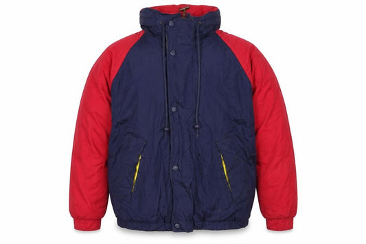 Mighty-Mac Men's Blue & Red XL Retro Hooded Puffer Jacket