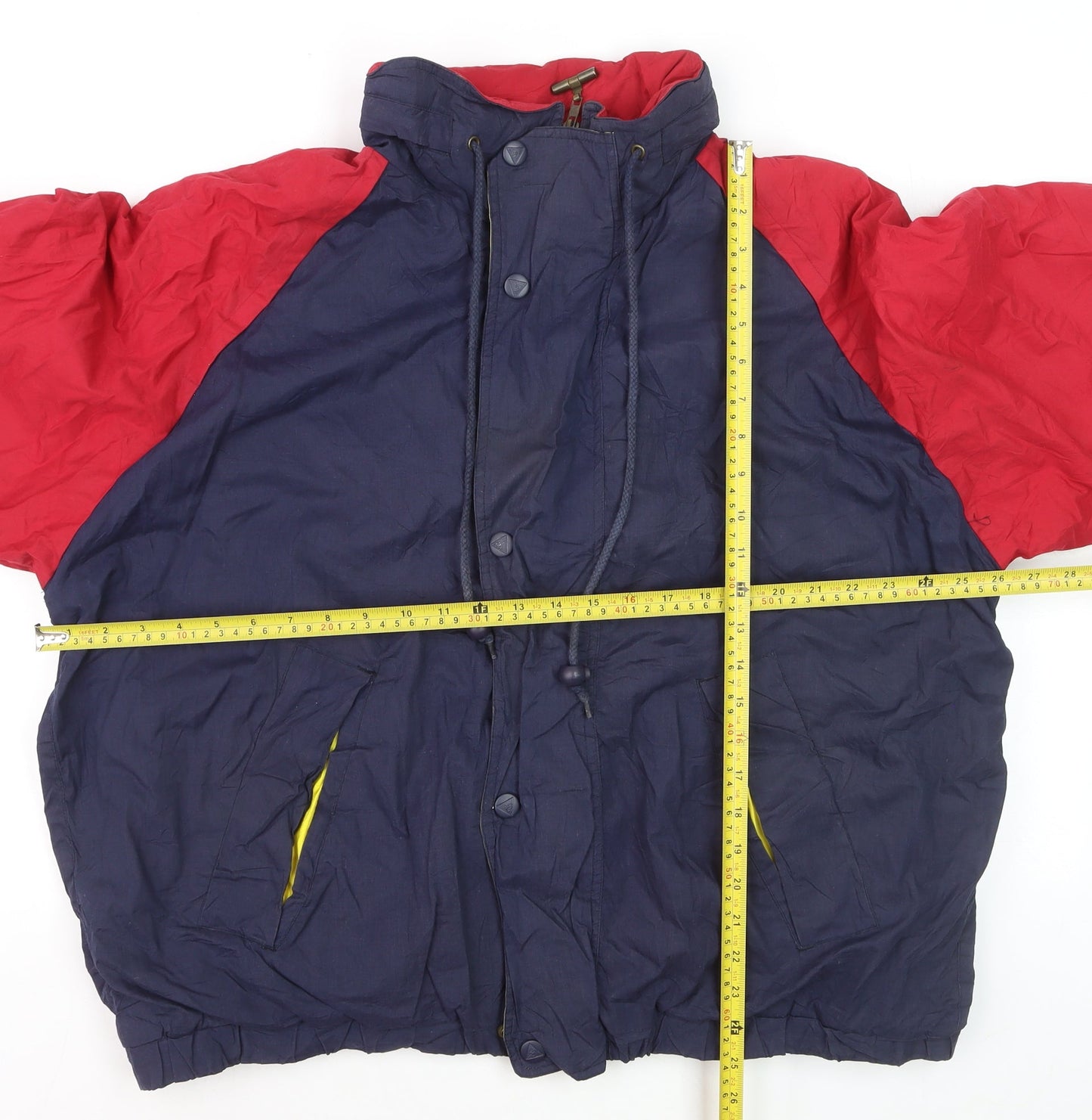 Mighty-Mac Men's Blue & Red XL Retro Hooded Puffer Jacket