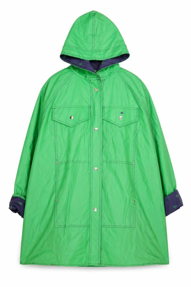 Lot One Men’s Green Waterproof Hooded Rain Coat L Vintage Windproof