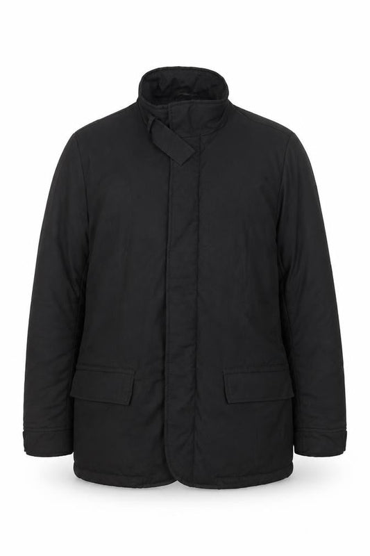 DKNY Men's Black Polyester Mid-Length Overcoat Size S