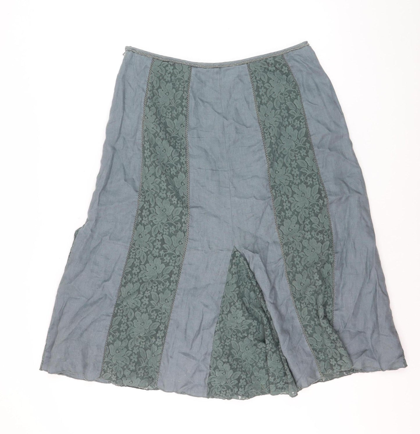 Marks and Spencer Women Green Lace Panel A-Line Skirt Size 14