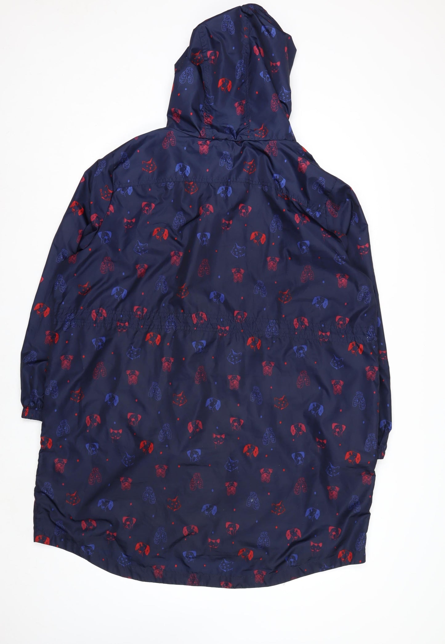 Tu Women Blue Animal Print Hooded Rain Coat Jacket XL