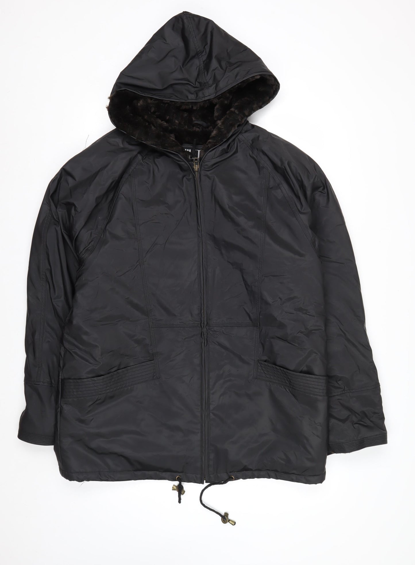 Miletta Women's Black Hooded Parka Jacket Size M Lined Winter Coat