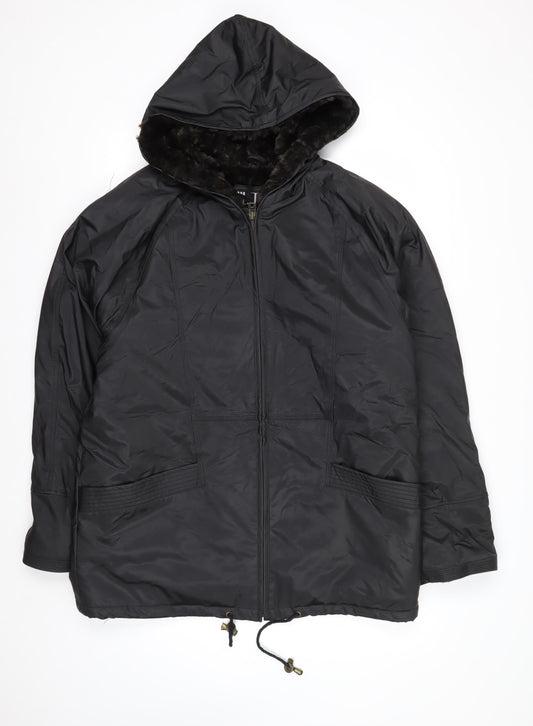 Miletta Women's Black Hooded Parka Jacket Size M Lined Winter Coat