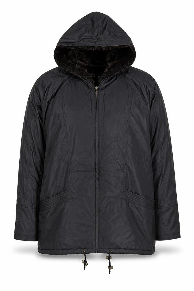 Miletta Women's Black Hooded Parka Jacket Size M Lined Winter Coat