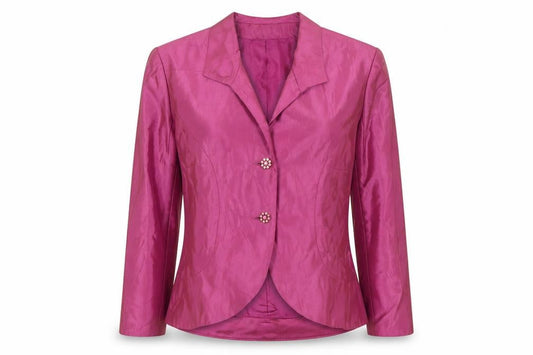 Ursula of Switzerland Women’s Pink Brocade Acetate Blazer Size 10