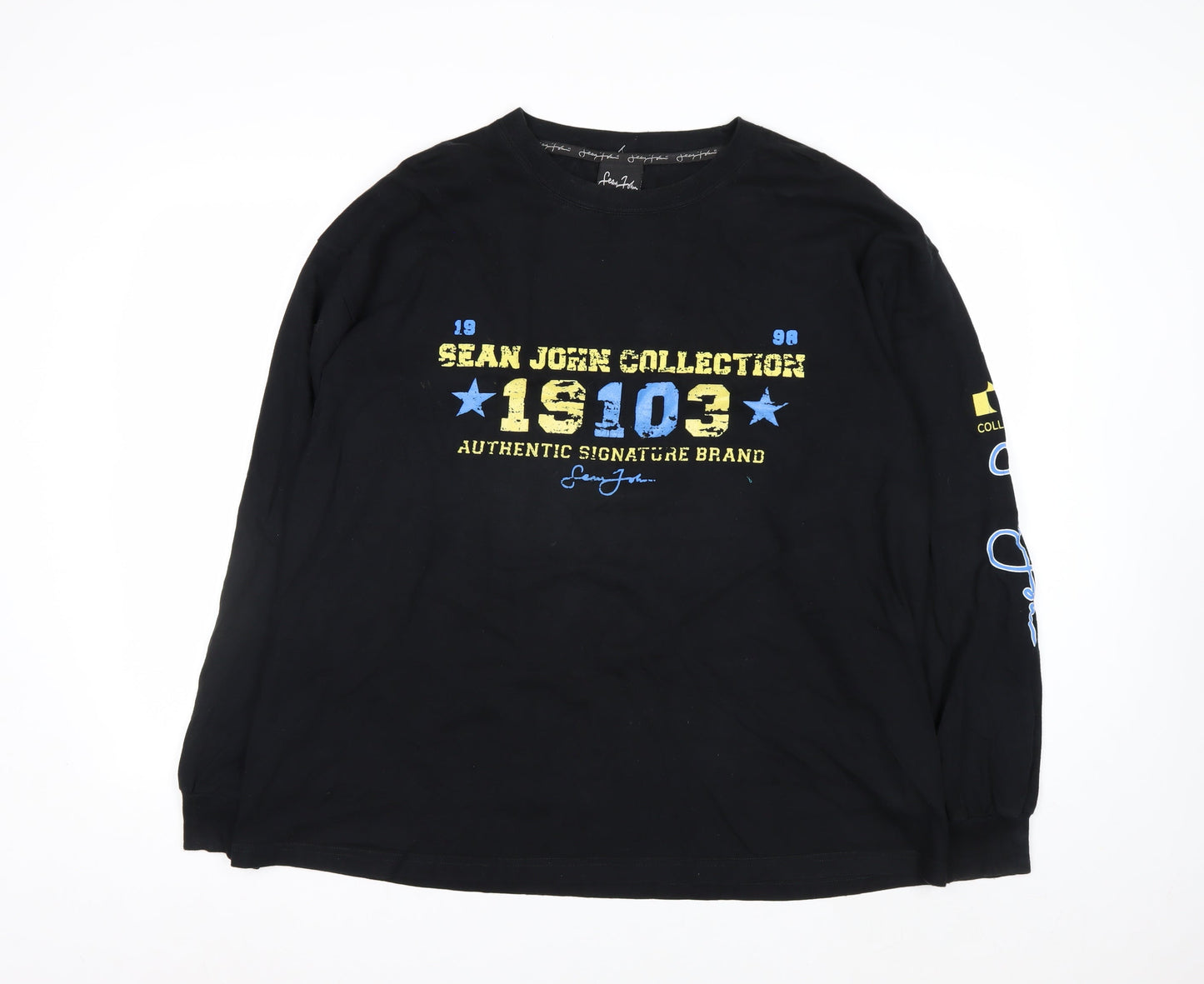 Sean John Mens Black XL Graphic Print Cotton Sweatshirt