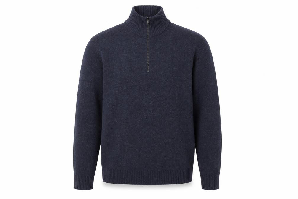 Marks & Spencer Men's Blue Wool Half Zip Jumper XL