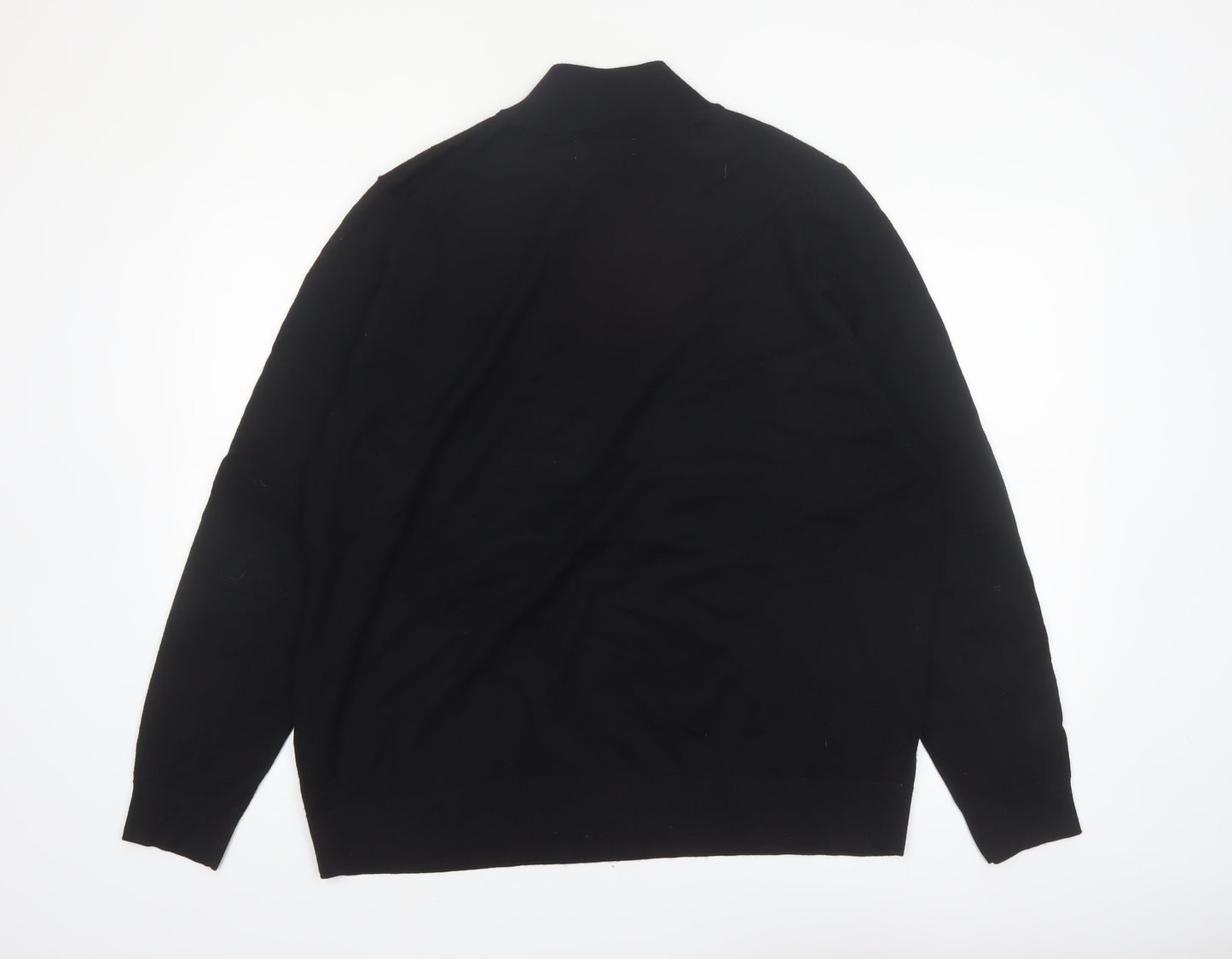 Marks and Spencer Autograph Men's Black 2XL Merino Wool 1/2 Zip Jumper