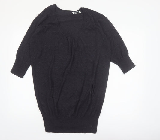 The White Company Women’s Black Merino Wool 3/4 Sleeve Pullover Jumper M