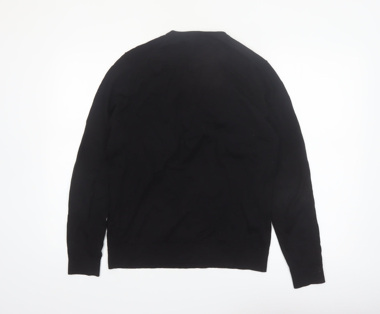 Massimo Dutti Men's Black Merino Wool Crew Neck Jumper M
