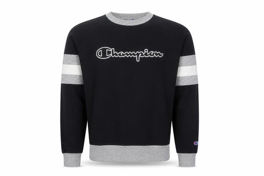 Champion Men's Black Grey Pullover Sweatshirt M Logo Sports Style