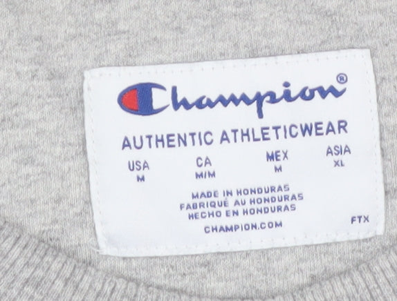 Champion Men's Black Grey Pullover Sweatshirt M Logo Sports Style