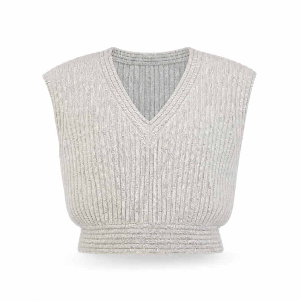 Elenza By L&L Women's Grey Sleeveless V-Neck Knit Vest Jumper S