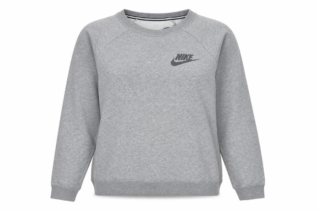Nike Women Grey Small Pullover Sweatshirt Crew Neck Long Sleeve