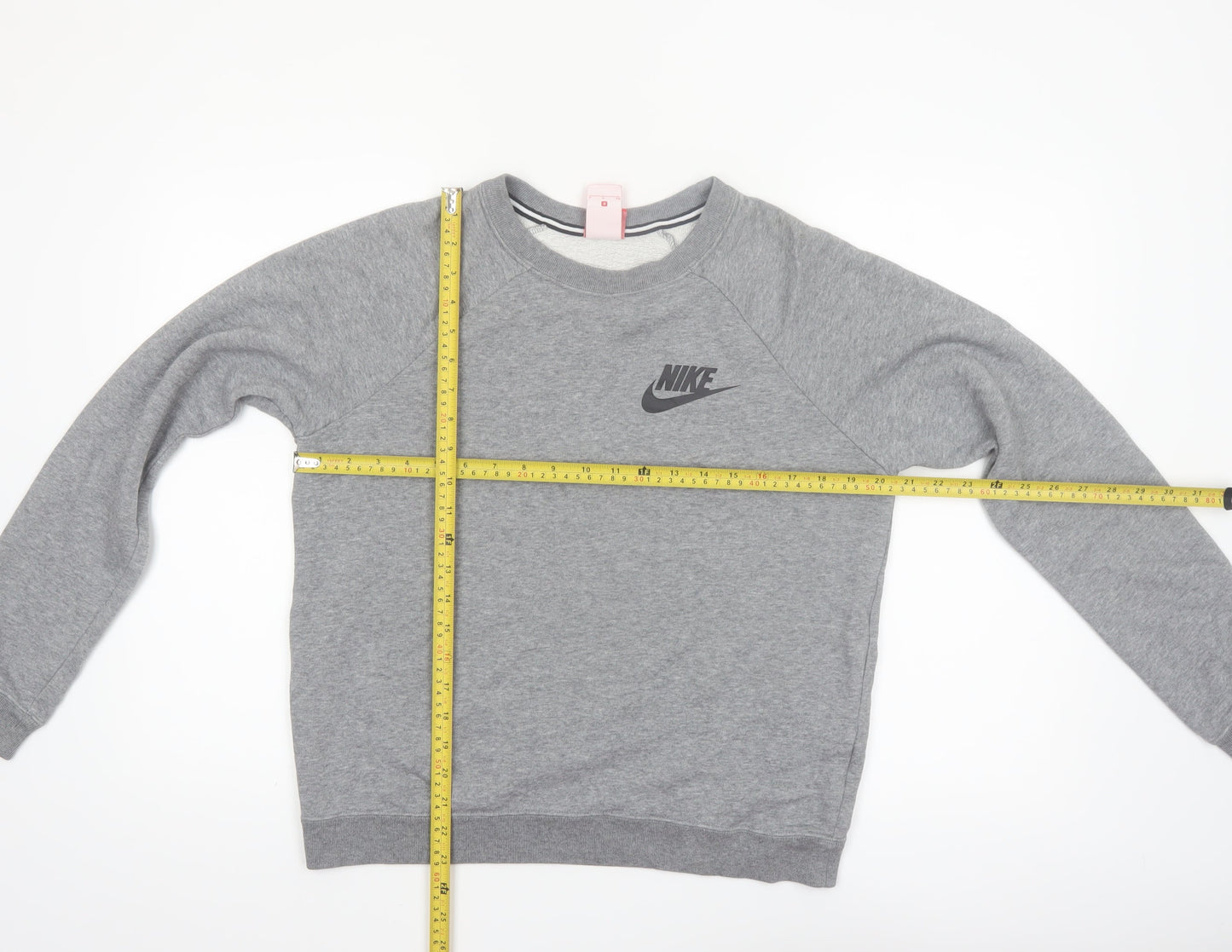 Nike Women Grey Small Pullover Sweatshirt Crew Neck Long Sleeve