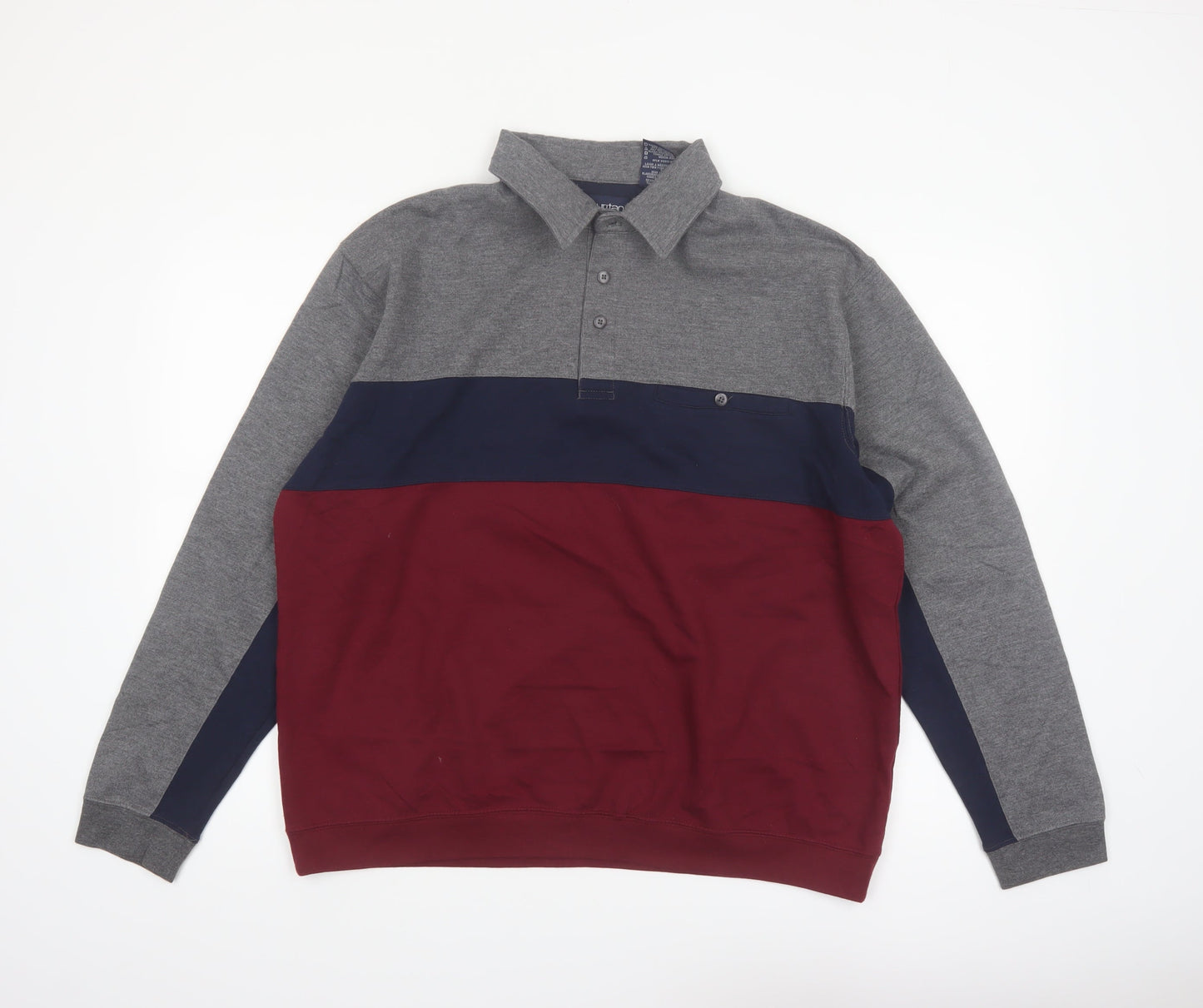 Puritan Men's Multicoloured Long Sleeve Polo Shirt XL Colourblock
