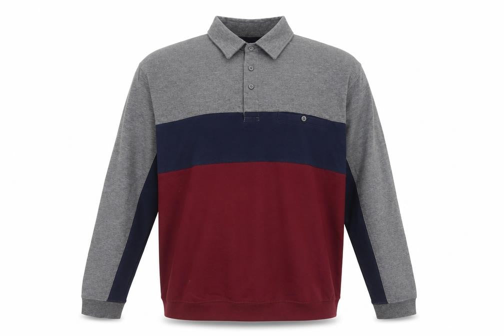 Puritan Men's Multicoloured Long Sleeve Polo Shirt XL Colourblock