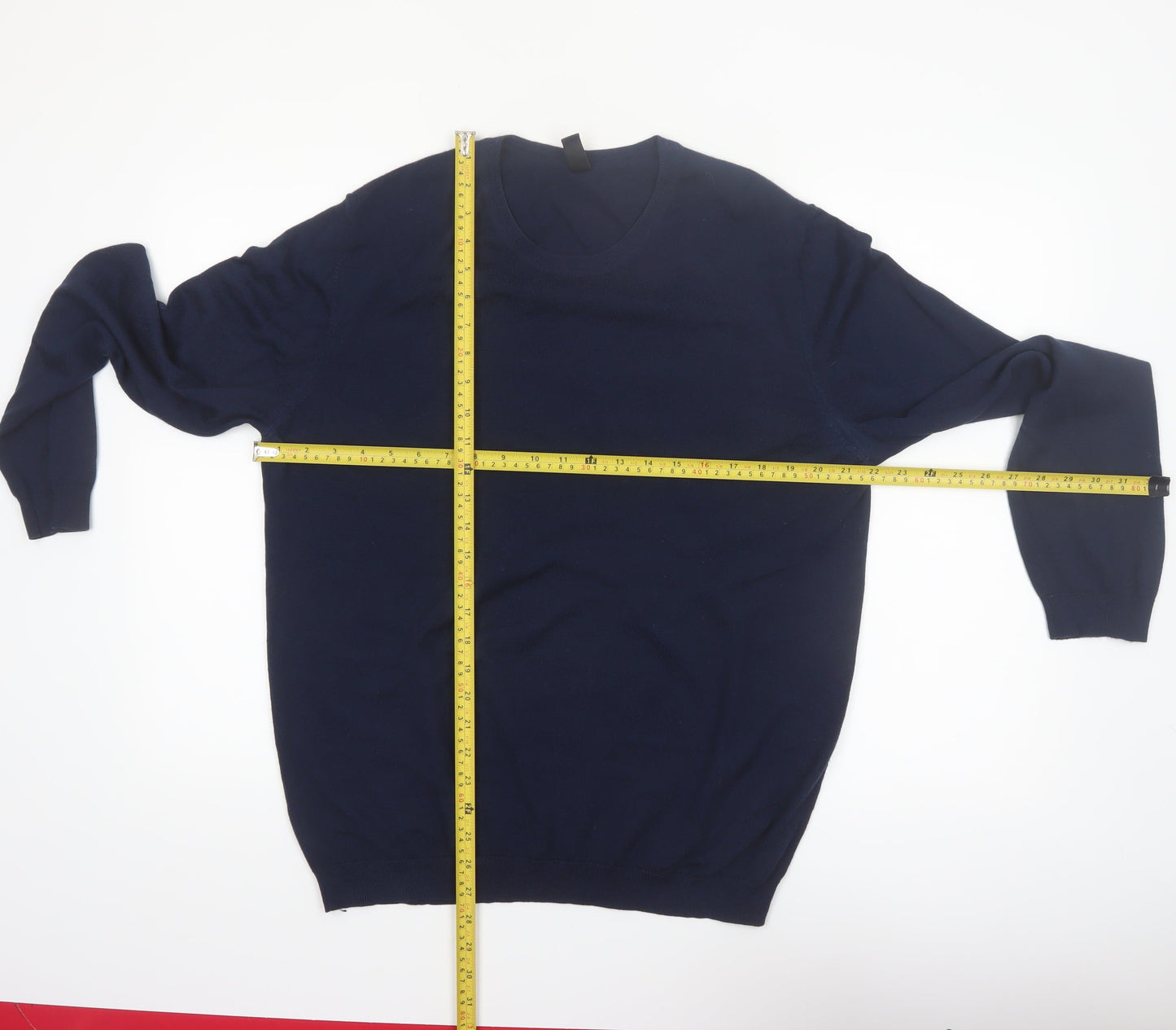 MAN Men's Blue XL Crew Neck Wool Acrylic Pullover Jumper