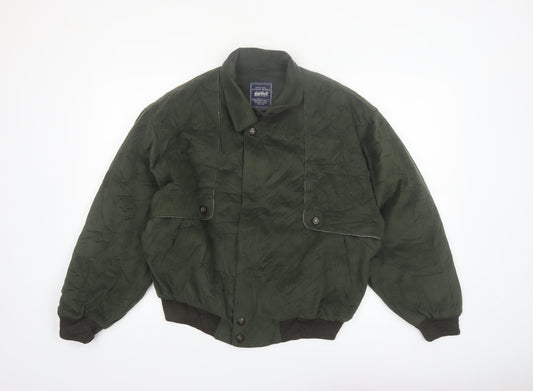 Kings Well Men's Green Bomber Jacket L Full Zip Casual Style