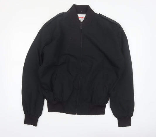 CANEX Men's Black Bomber Jacket Size 42 Regular Fit Full Zip Polyester
