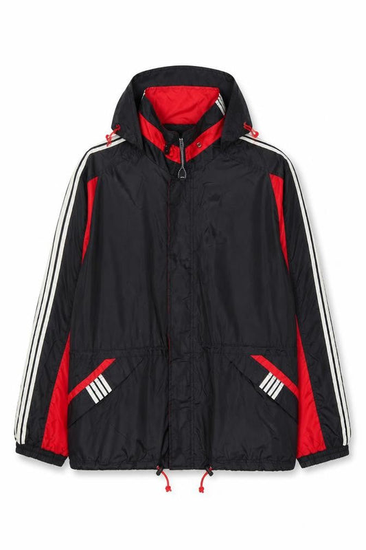 Rigo 2000 Men's Black Red Nylon Hooded Windbreaker Jacket L