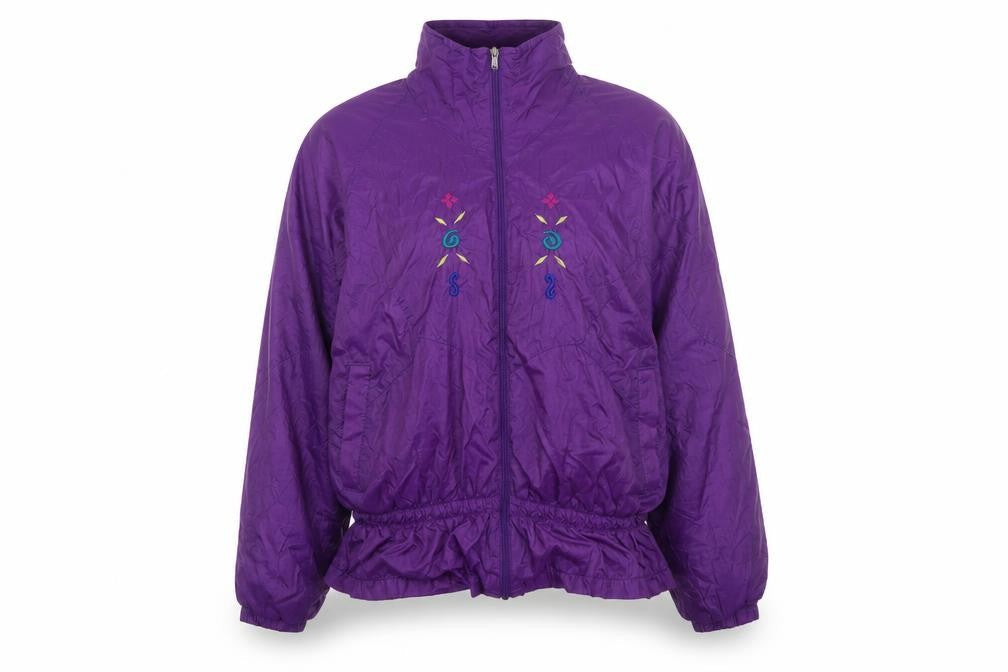 Droors Spirit Womens Purple Embroidered Windbreaker Jacket L