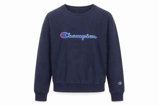 Champion Women's Navy Reverse Weave Sweatshirt Large Cotton Blend