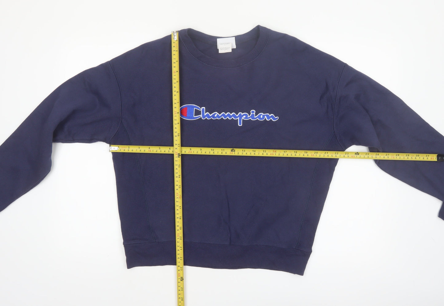 Champion Women's Navy Reverse Weave Sweatshirt Large Cotton Blend
