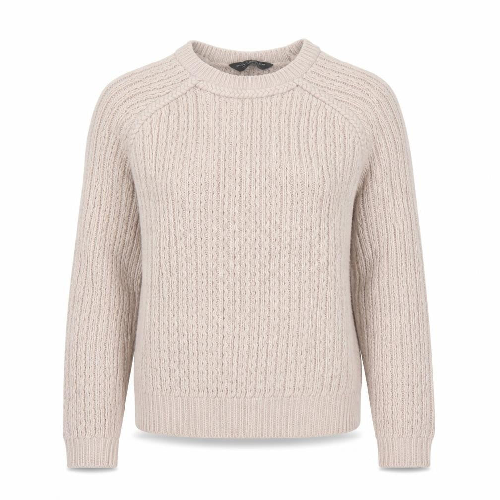 Dorothy Perkins Women Beige Cable-Knit Jumper Size 12 Acrylic Crew Neck