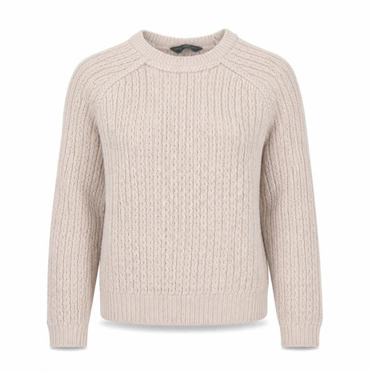 Dorothy Perkins Women Beige Cable-Knit Jumper Size 12 Acrylic Crew Neck